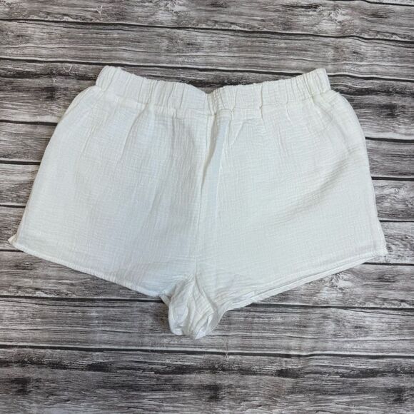 Forever 21 White Athletic Shorts Lined Pull On Textured Women’s M - Picture 11 of 12